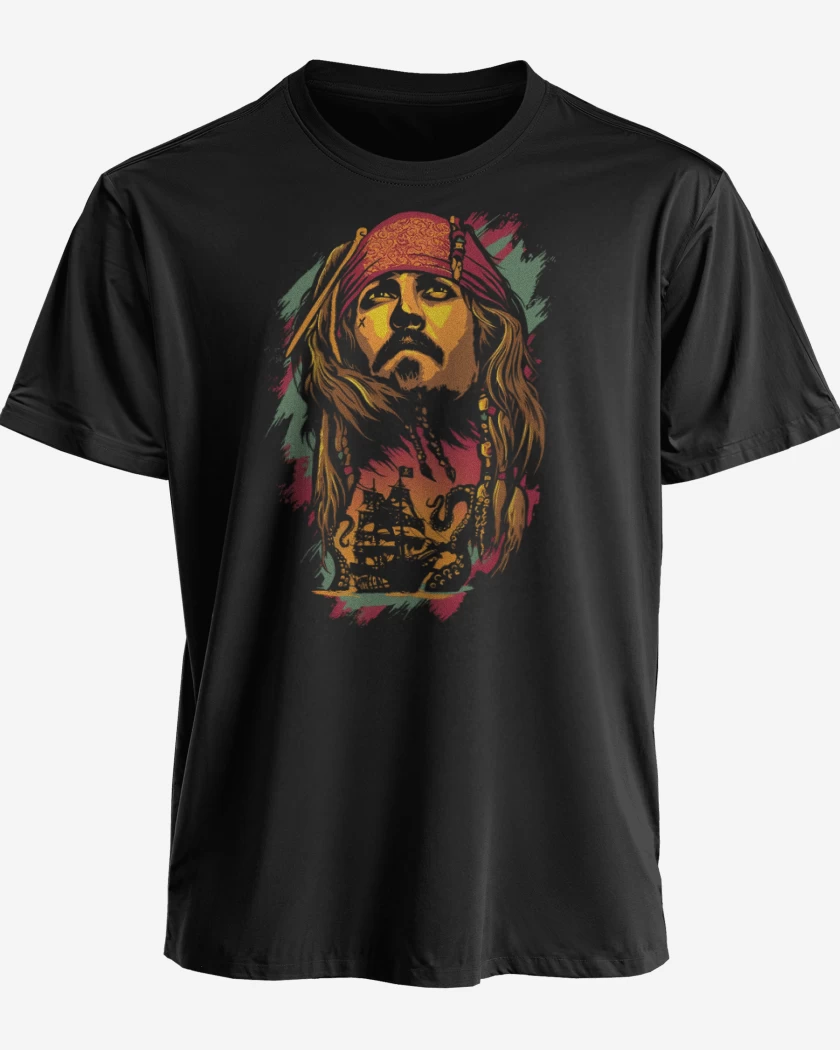 Polera premium Negro de Capitán Jack Sparrow