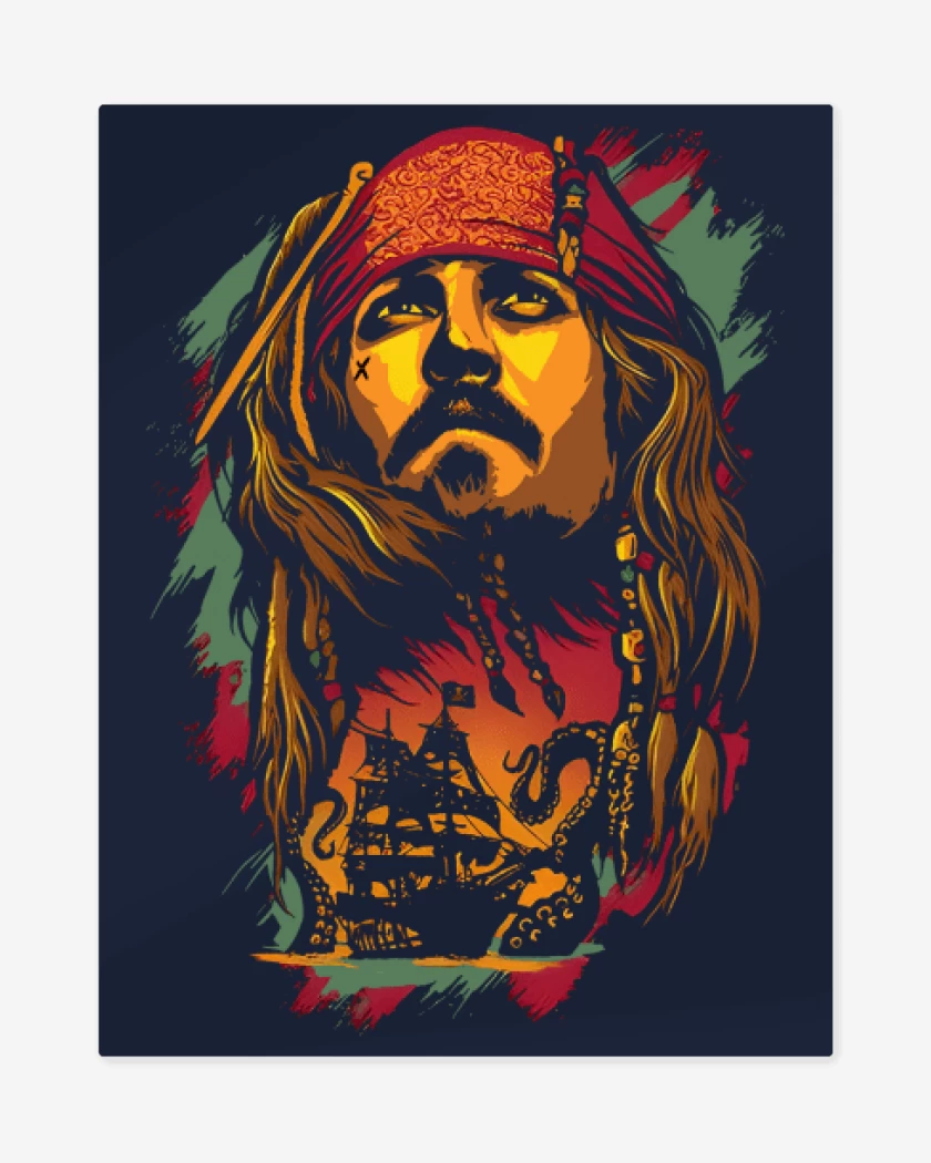 Print metalico Azul Marino de Capitán Jack Sparrow