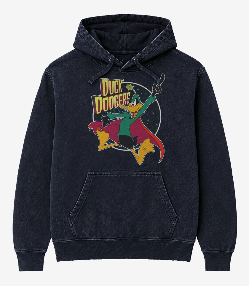 Poleron Canguro Acid Wash Azul Marino de Duck Dodgers