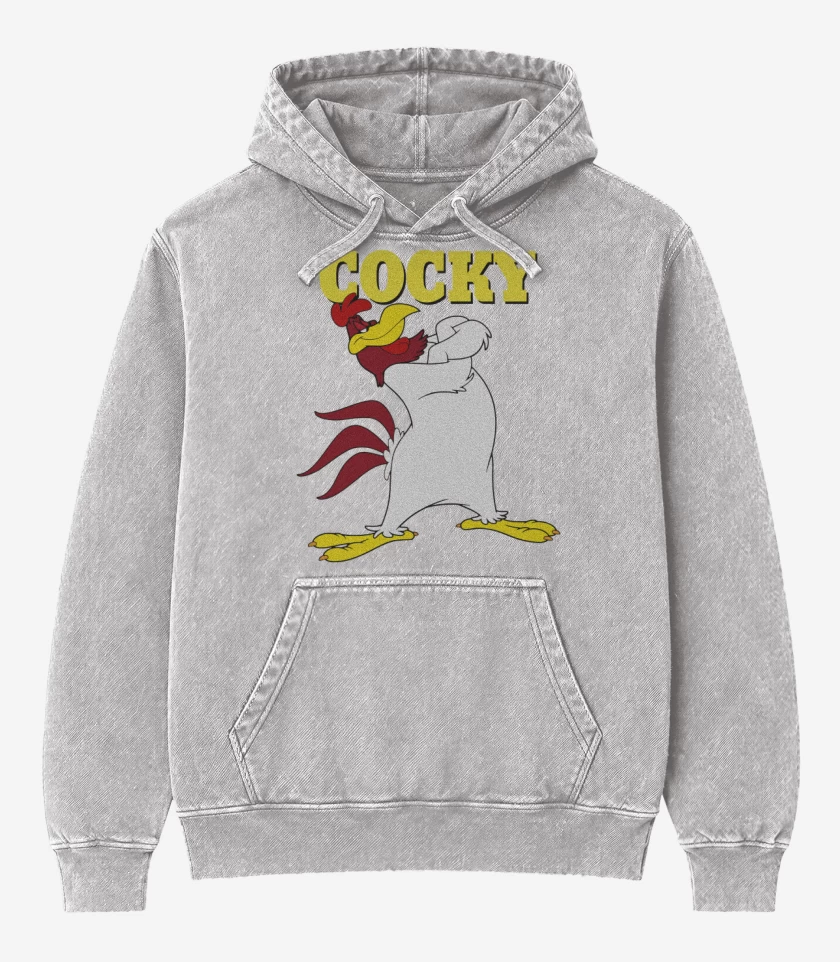 Poleron Canguro Acid Wash Gris Melange de Gallo Claudio