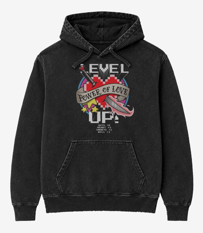 Poleron Canguro Acid Wash Negro de Level Up