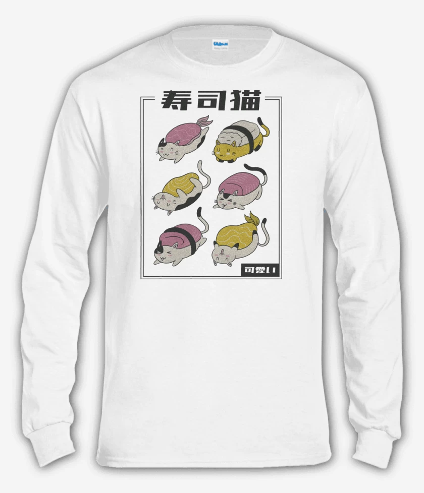 Polera manga larga Blanco de Meowshi