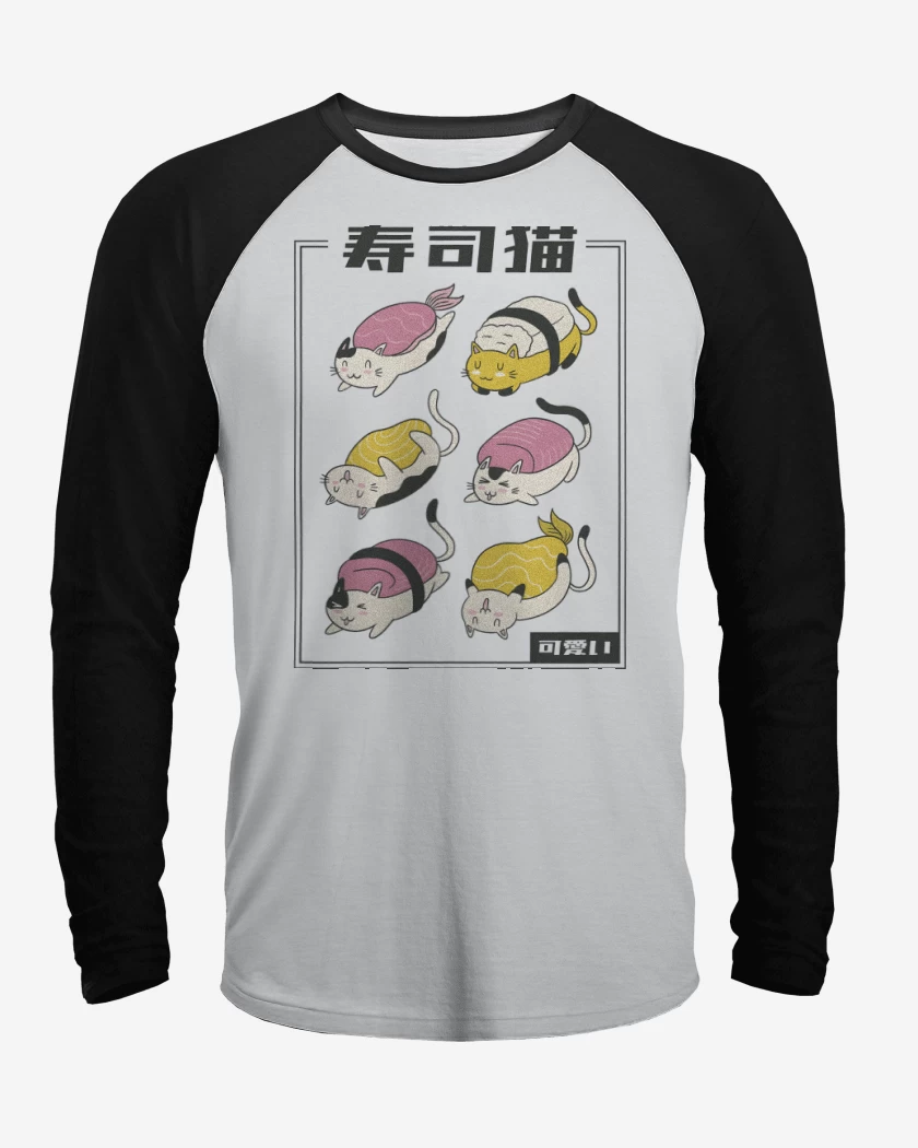 Polera Raglan Blanco / Negro de Meowshi