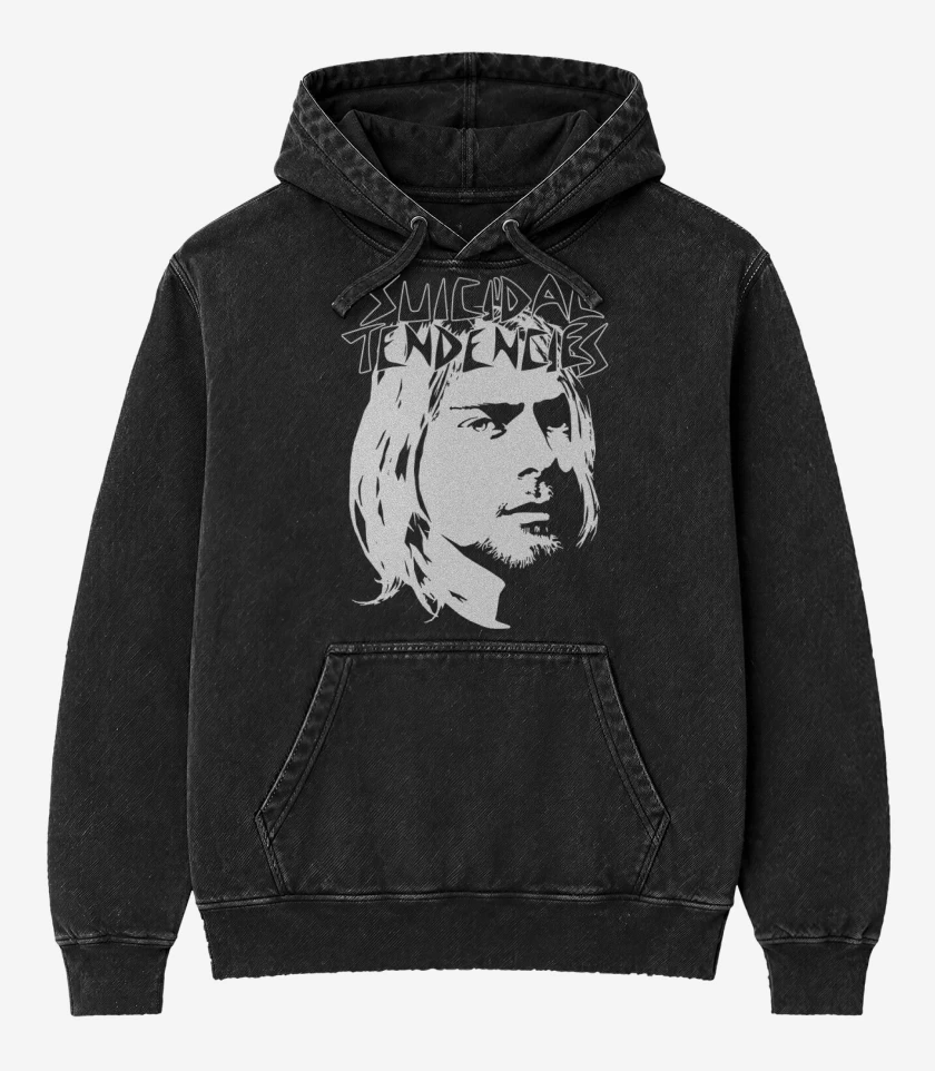 Poleron Canguro Acid Wash Negro de Cobain Tendencies