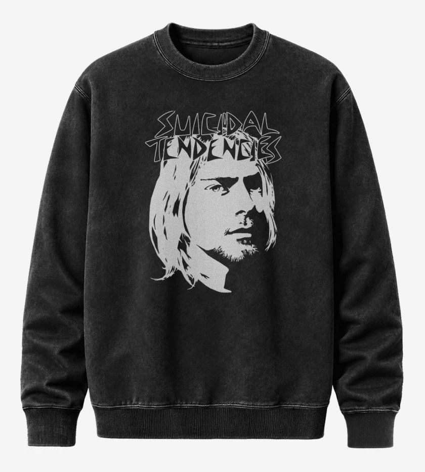 Poleron Polo Acid Wash Negro de Cobain Tendencies