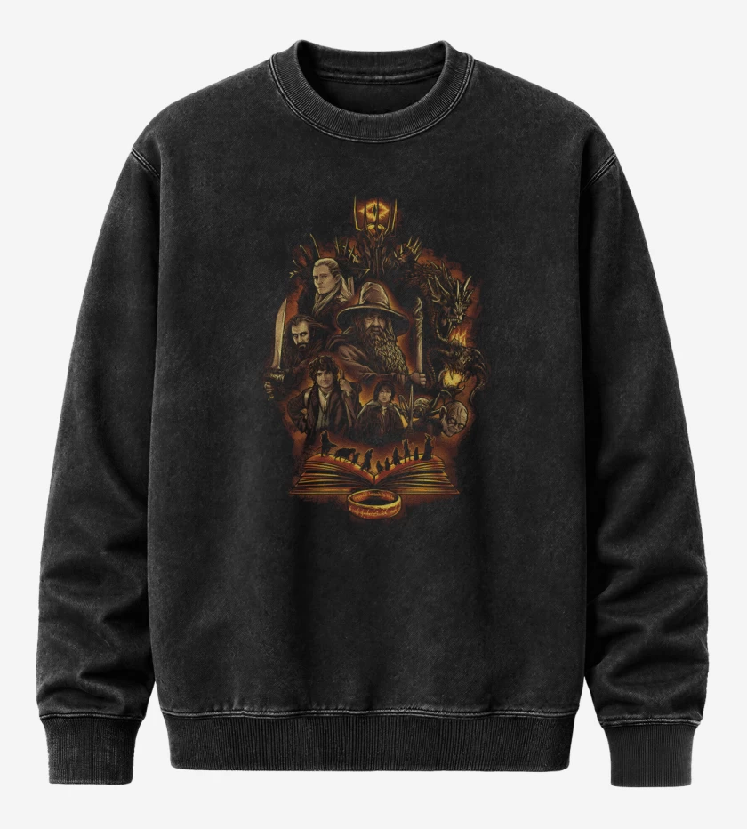 Poleron Polo Acid Wash Negro de La Tierra Media