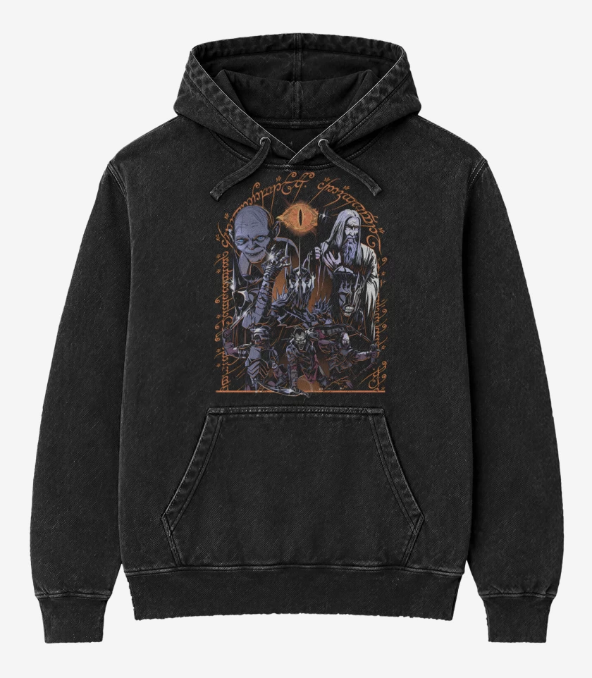 Poleron Canguro Acid Wash Negro de La Tierra Oscuro