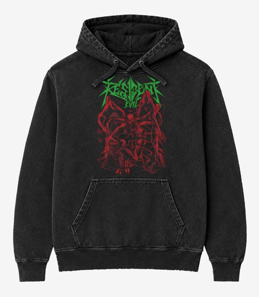 Poleron Canguro Acid Wash Negro de Resident Evil IV