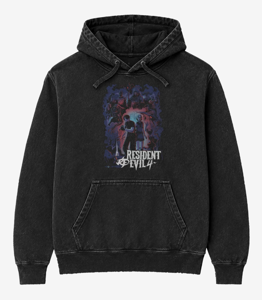 Poleron Canguro Acid Wash Negro de RE4