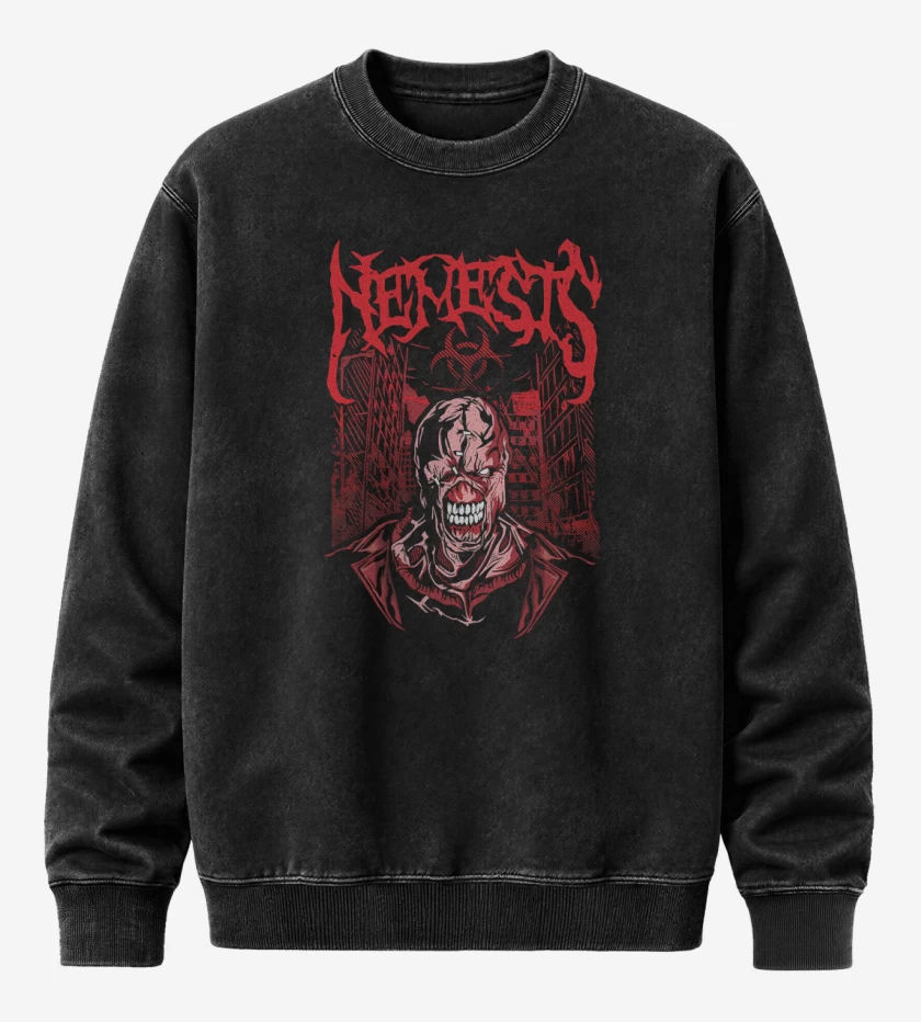 Poleron Polo Acid Wash Negro de Nemesis Biohazard 