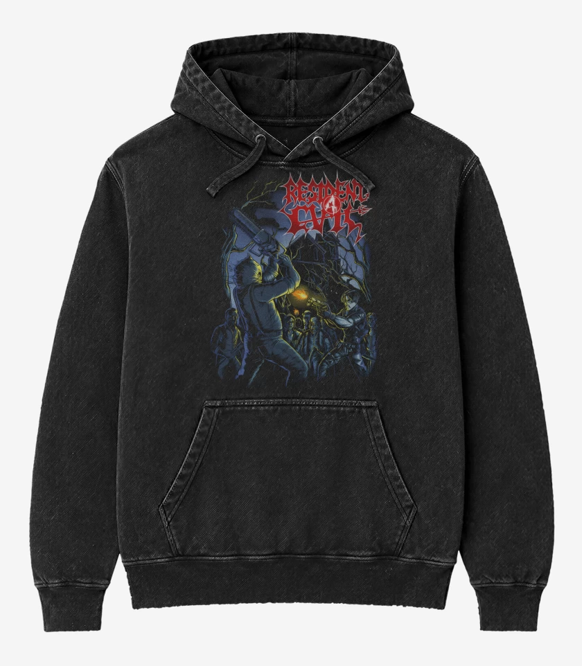 Poleron Canguro Acid Wash Negro de Morbid Evil 4 