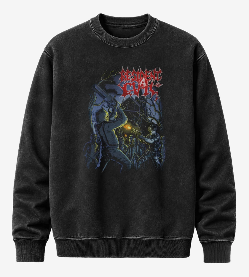 Poleron Polo Acid Wash Negro de Morbid Evil 4 