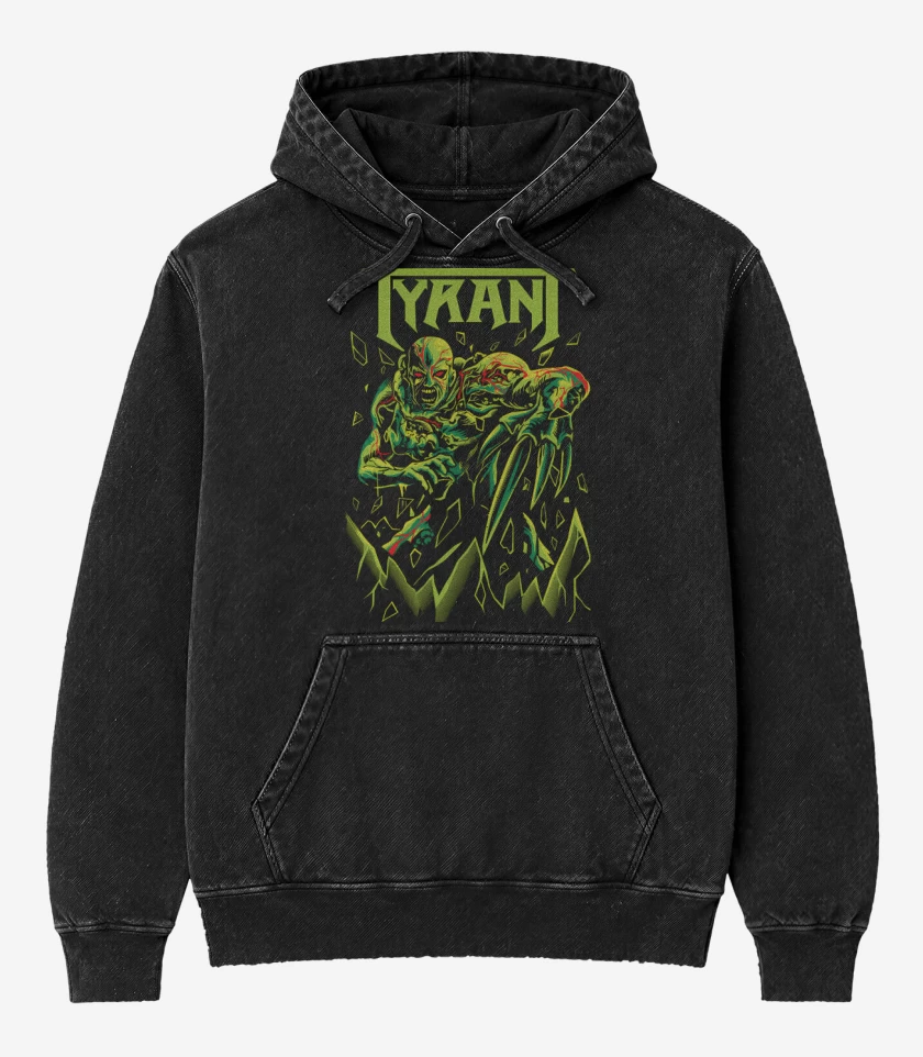 Poleron Canguro Acid Wash Negro de Proto Tyrant 