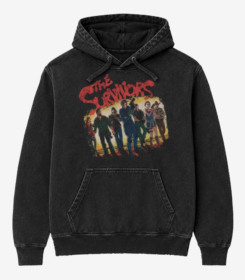 Poleron Canguro Acid Wash Negro de The Survivors