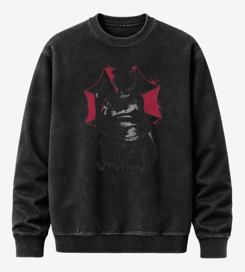 Poleron Polo Acid Wash Negro de Jill Valentine 