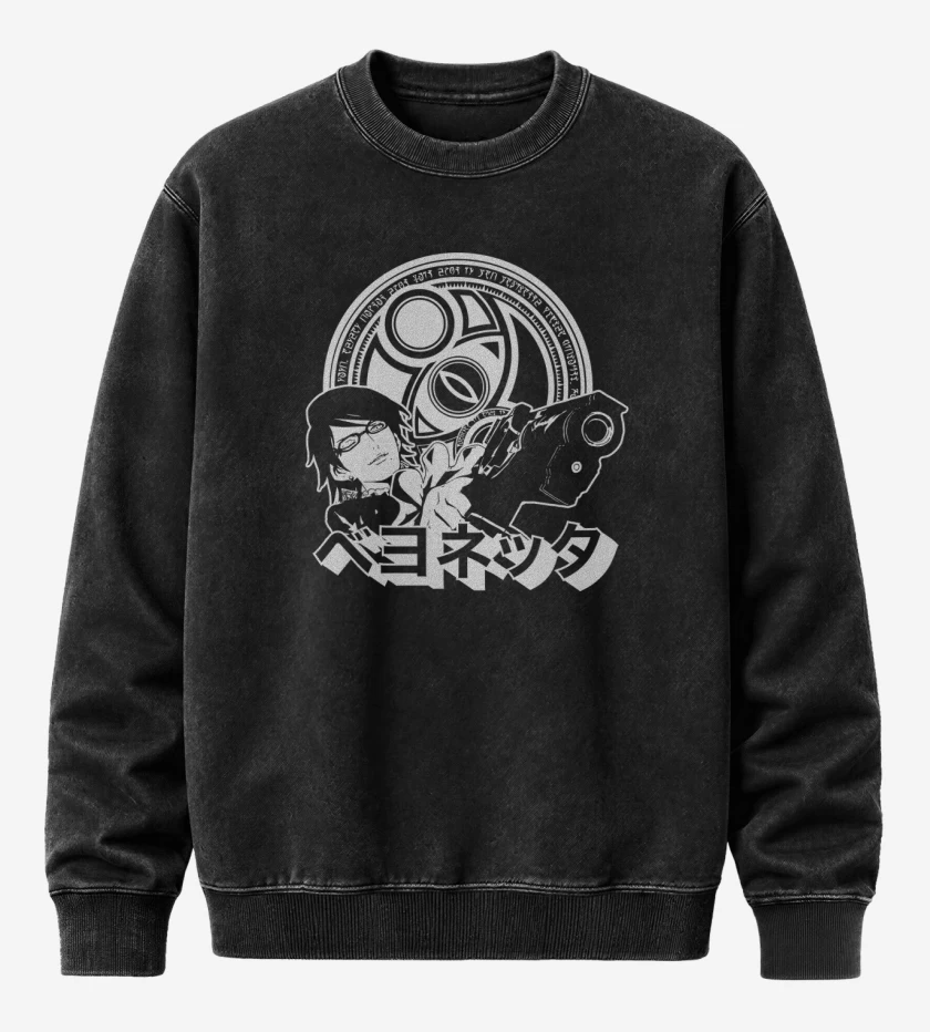 Poleron Polo Acid Wash Negro de Bruja de Umbra
