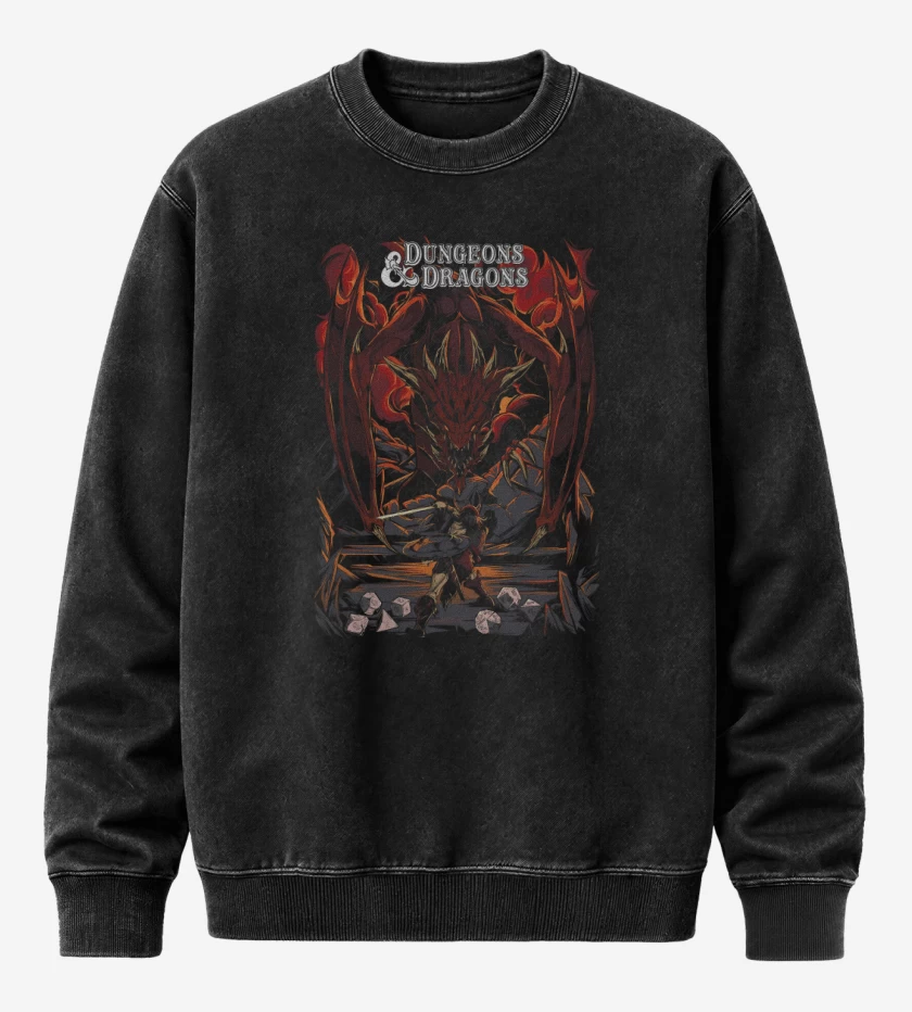 Poleron Polo Acid Wash Negro de Dungeons & Dragons