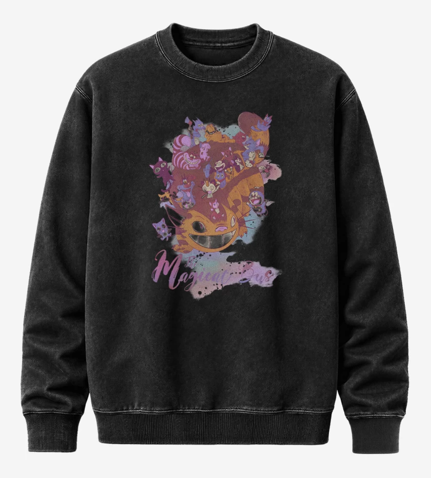 Poleron Polo Acid Wash Negro de The Magicat Bus
