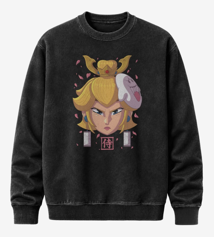 Poleron Polo Acid Wash Negro de Samurai Peach 