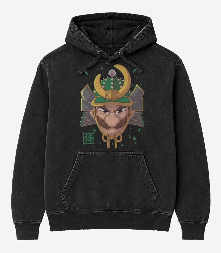 Poleron Canguro Acid Wash Negro de Samurai Luigi