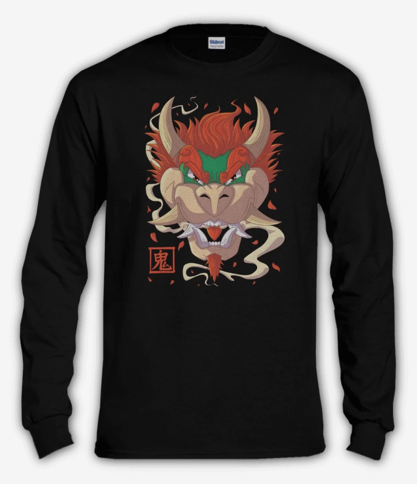 Polera manga larga Negro de Oni Bowser