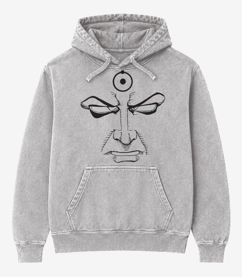 Poleron Canguro Acid Wash Gris Melange de Manhattan