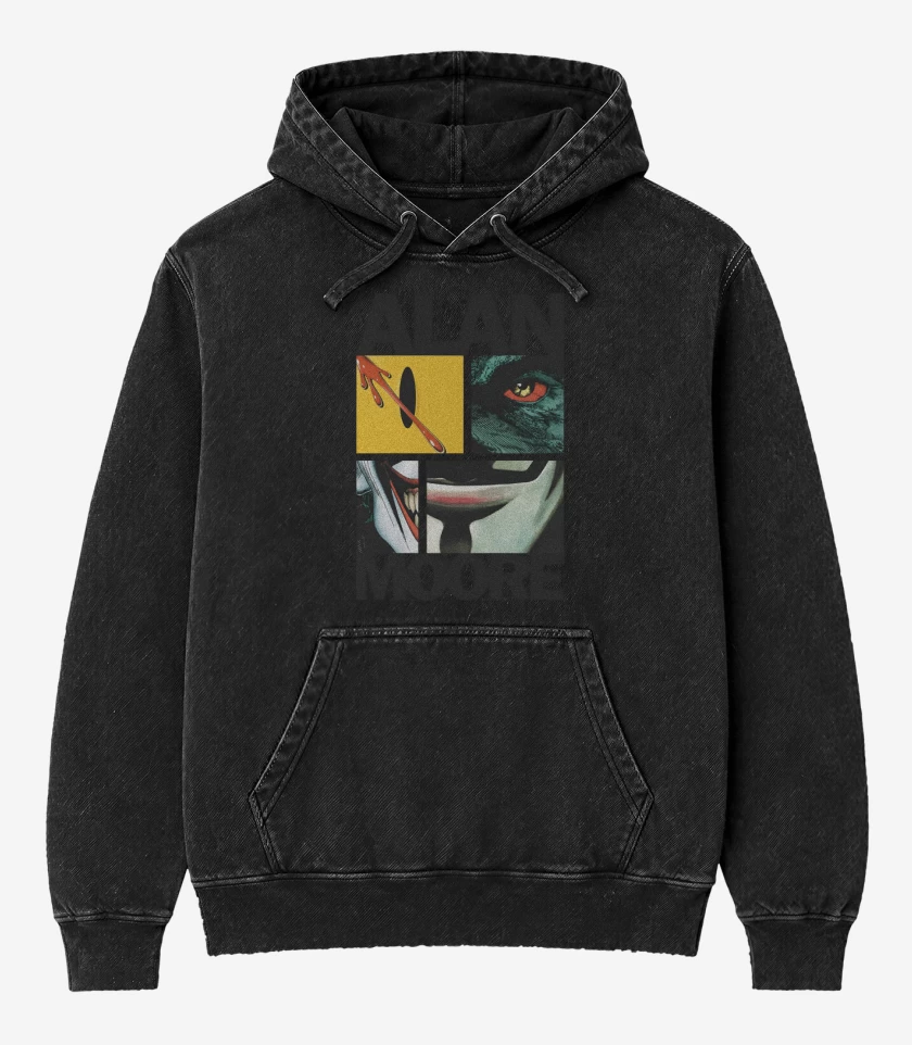 Poleron Canguro Acid Wash Negro de Alan Moore 