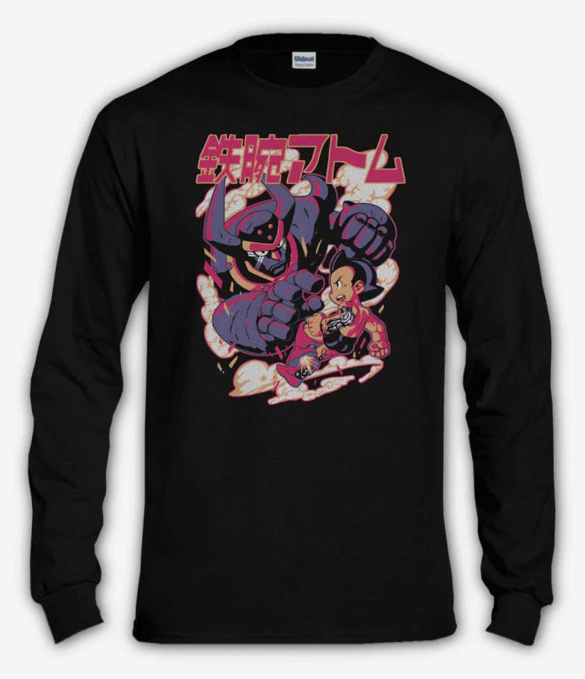 Polera manga larga Negro de Batalla de Androides