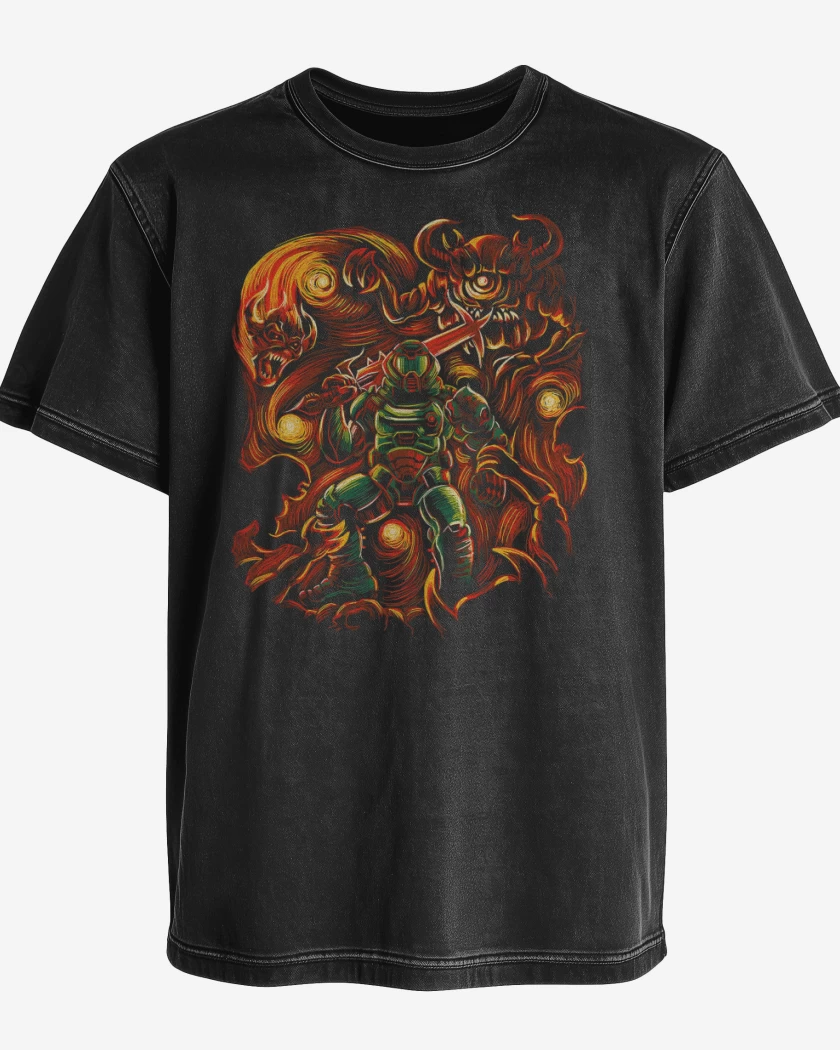 Polera desgastada Negro de Van Doom