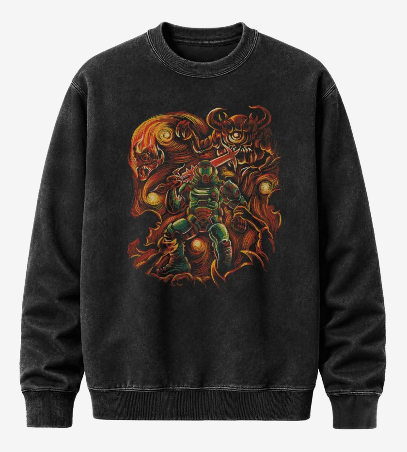 Poleron Polo Acid Wash Negro de Van Doom