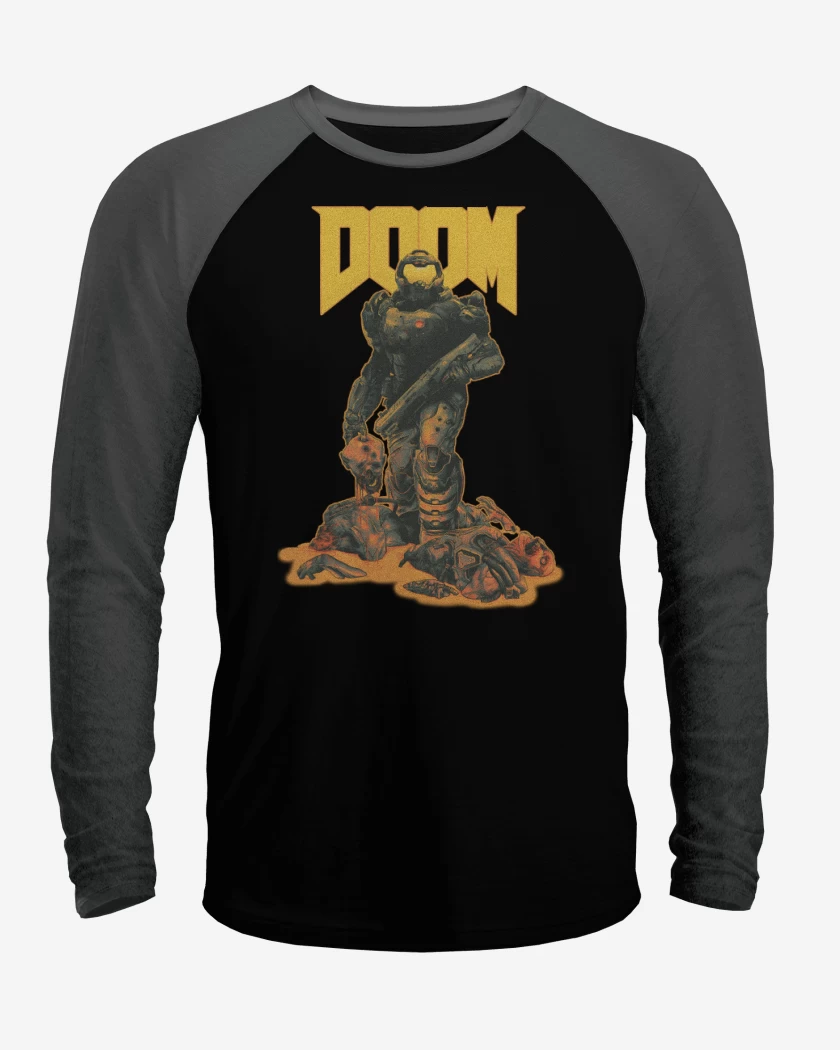 Polera Raglan Negro / Negro Heather de Doom Hunter