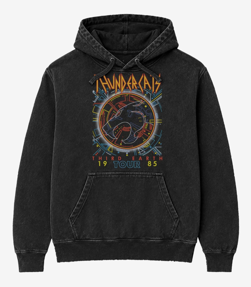 Poleron Canguro Acid Wash Negro de Def Thundercats 