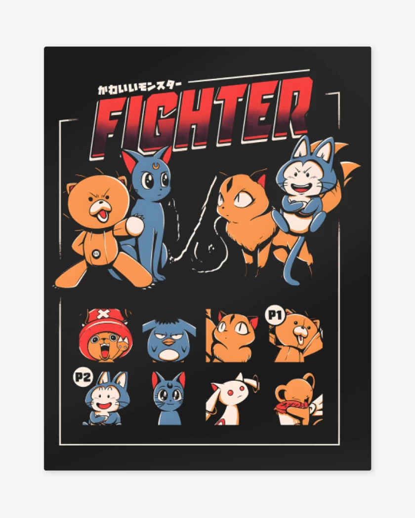 Print metalico Negro de Versus de Compañeros de Anime