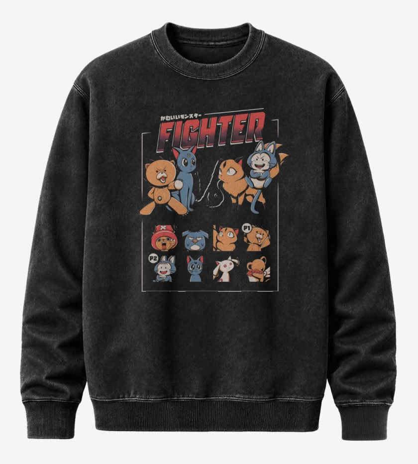 Poleron Polo Acid Wash Negro de Versus de Compañeros de Anime