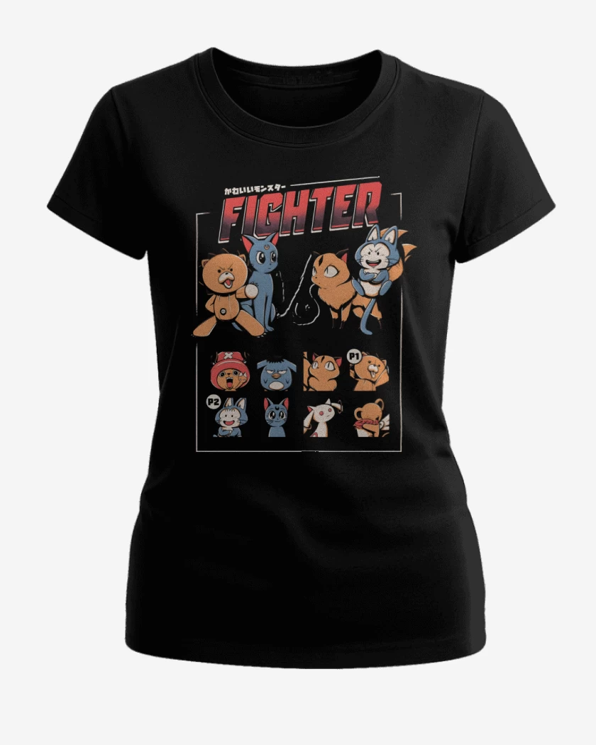 Polera de Mujer Negro de Versus de Compañeros de Anime