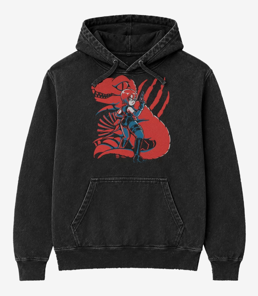 Poleron Canguro Acid Wash Negro de Dino Dino