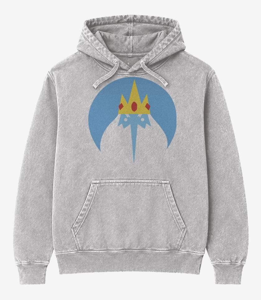 Poleron Canguro Acid Wash Gris Melange de hora de aventura