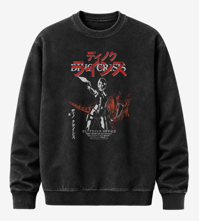 Poleron Polo Acid Wash Negro de Original Dino Crisis