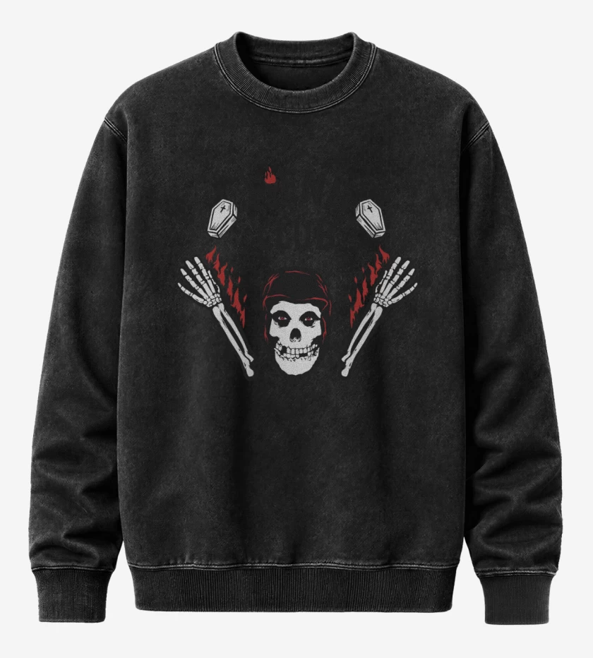 Poleron Polo Acid Wash Negro de Fiend Club 