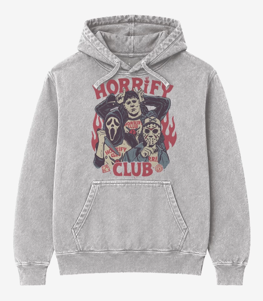 Poleron Canguro Acid Wash Gris Melange de Horrify Ckyb
