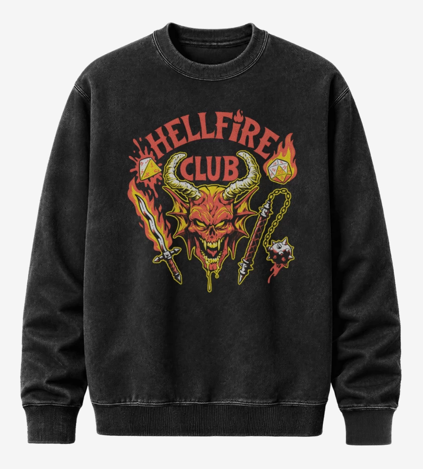 Poleron Polo Acid Wash Negro de Satanic Hellfire Club