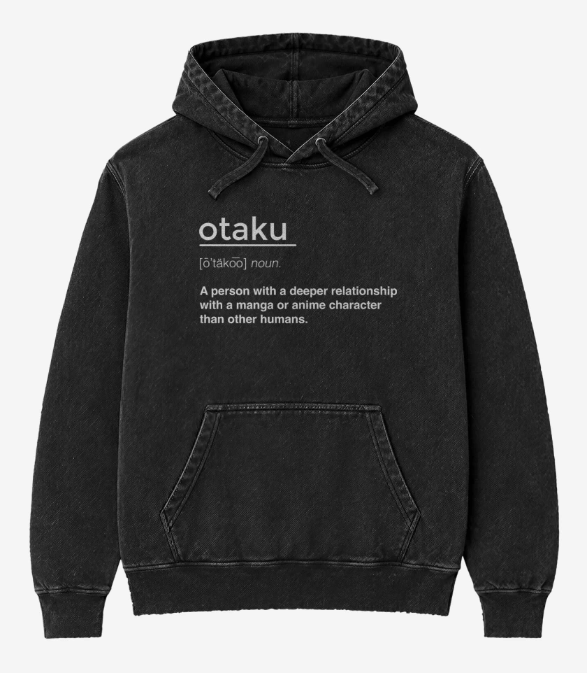 Poleron Canguro Acid Wash Negro de Otaku