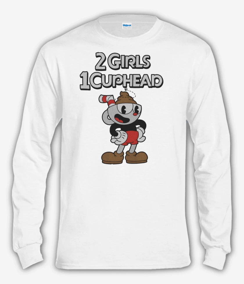 Polera manga larga Blanco de 2 Girls 1 Cuphead