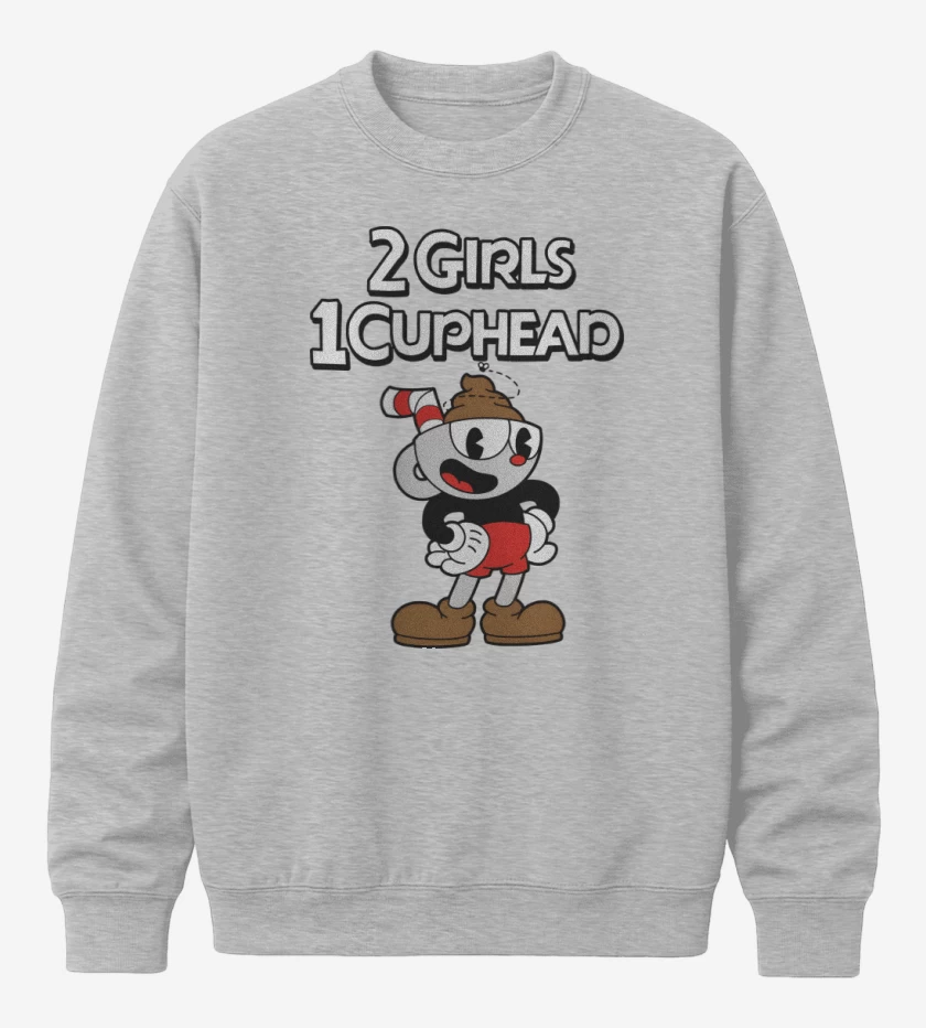 Poleron polo Gris Melange de 2 Girls 1 Cuphead