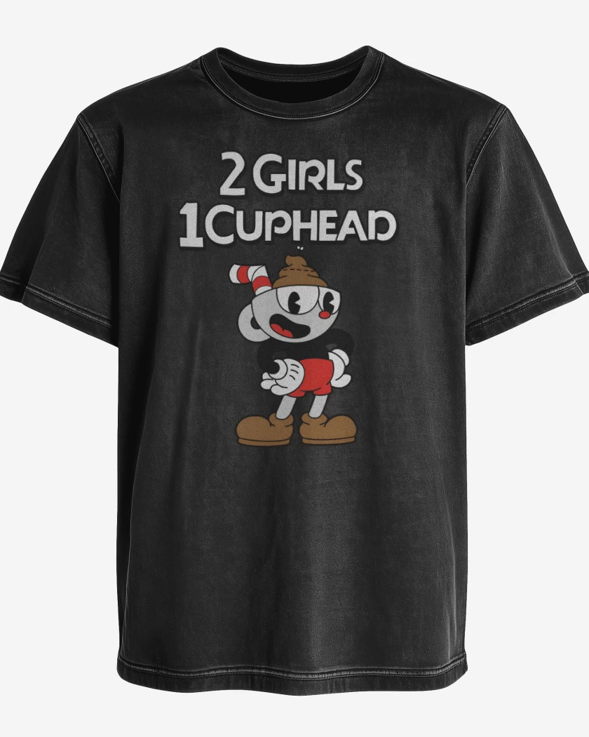Polera desgastada 2 Girls 1 Cuphead