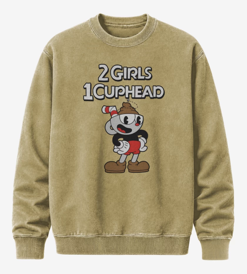 Poleron Polo Acid Wash Beige de 2 Girls 1 Cuphead