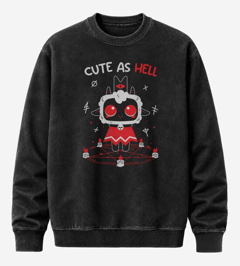 Poleron Polo Acid Wash Negro de Cute as Hell