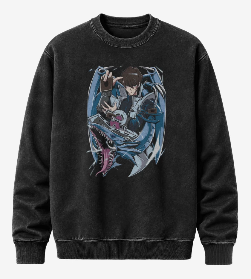 Poleron Polo Acid Wash Negro de Seto Kaiba