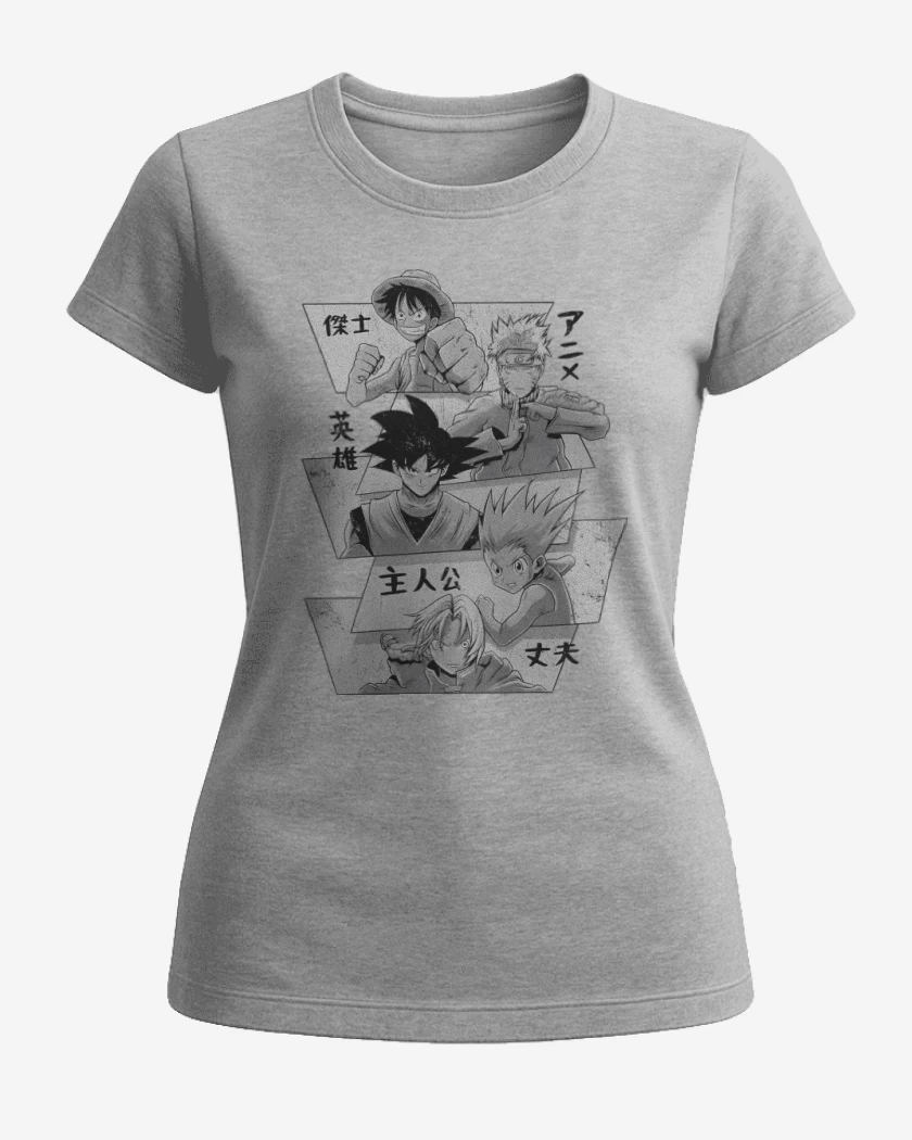Polera de Mujer Gris Melange de Héroes de Japón