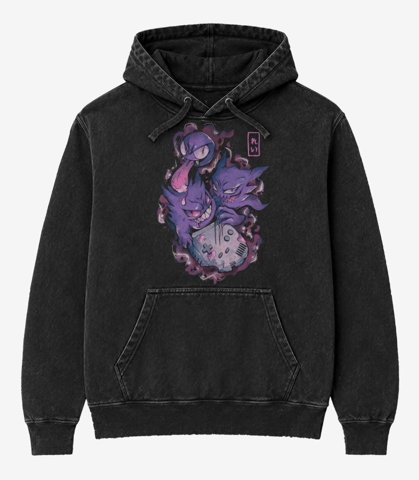 Poleron Canguro Acid Wash Negro de Ghostboy
